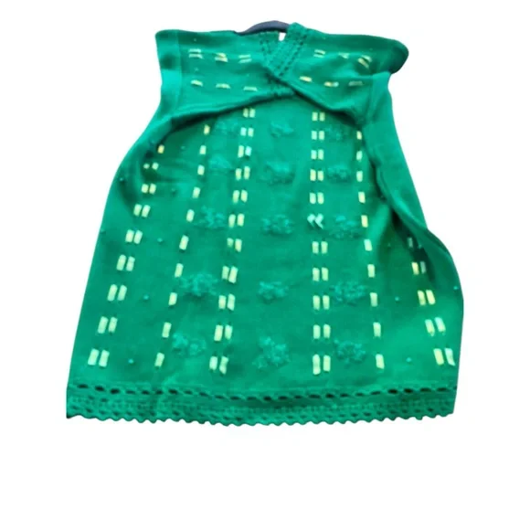 Cervelle Green Crochet Trim Whimsical Knit Sweater Ribbon Embroidered Floral L - Picture 13 of 15